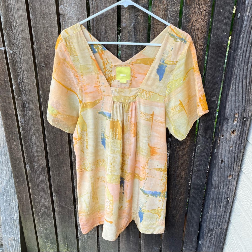 Maeve Anthropologie Ume Silk Watercolor Print Tunic Dress Sz 4